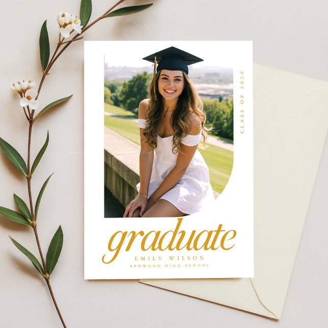 Convite de festa de formatura com foto em arco de  (Criador carregado)