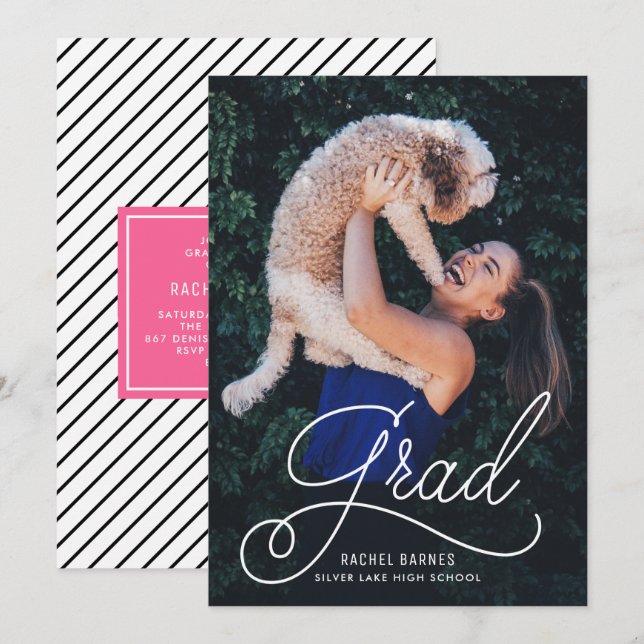 Convite de Festa de Formatura com Foto em Letra Ca (Frente/Verso)
