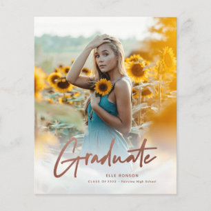 Convite de festa de formatura com foto em Rose Gol