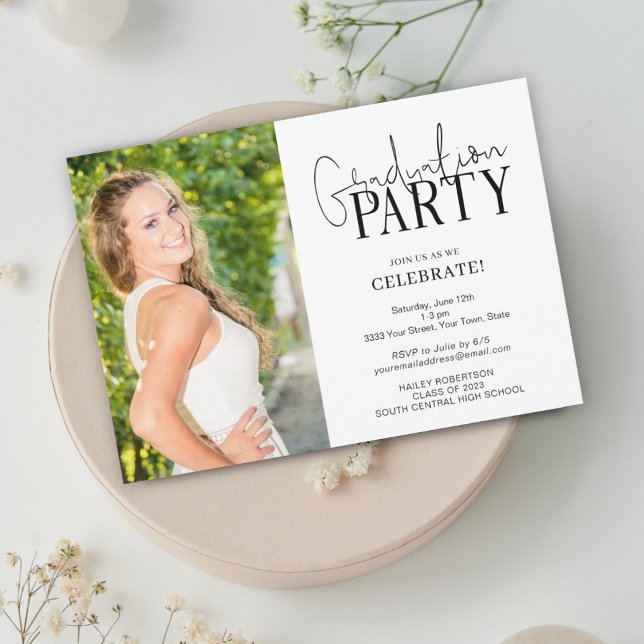 Convite de Festa de Formatura com Foto Manuscrita (Criador carregado)