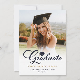 Convite de Festa de Formatura com Foto Moderno Blu