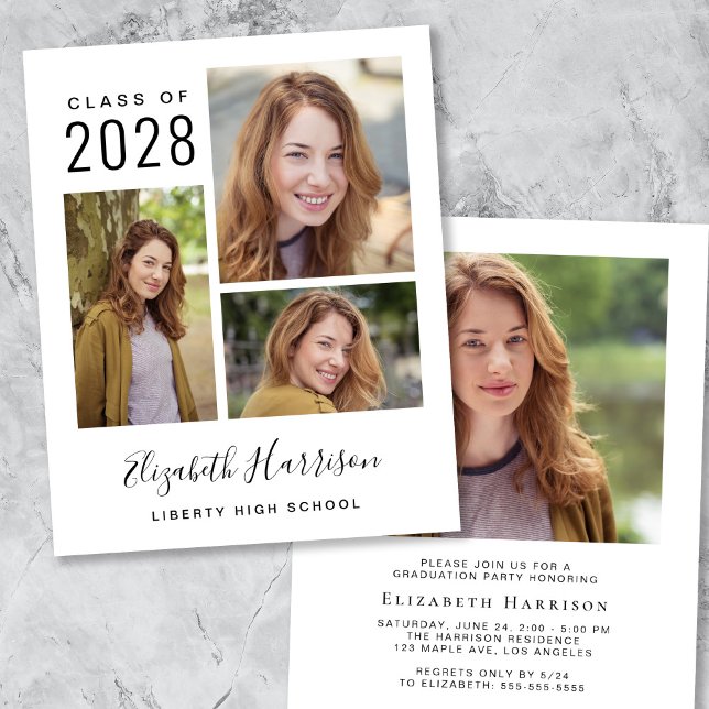 Convite de festa de formatura com foto no orçament (Criador carregado)