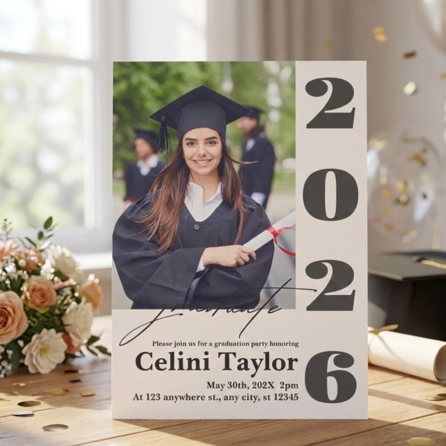 Convite de Festa de Formatura com Foto Personaliza (Photo Graduation Party Invitation 2026)