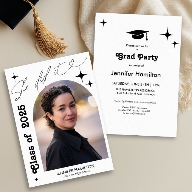 Convite de Festa de Formatura com Foto Retro Ela C (Criador carregado)