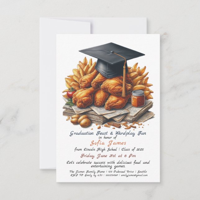 Convite de Festa de Formatura com Frango Frito Rús (Frente)