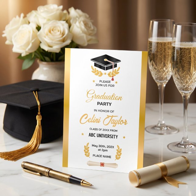 Convite de Festa de Formatura com Gradiente Desenh (Hand-Drawn Gradient Graduation Party Invitation)