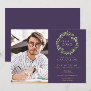 Convite de Festa de Formatura com Grinalda Verde-R