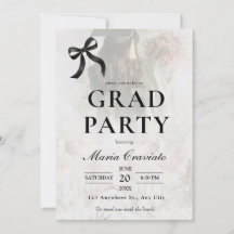 Convite de Festa de Formatura com Laço Preto Elega