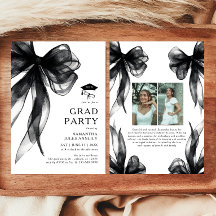 Convite de Festa de Formatura com Laço Preto Moder