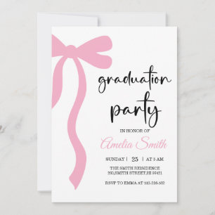 Convite de festa de formatura com laço rosa simple