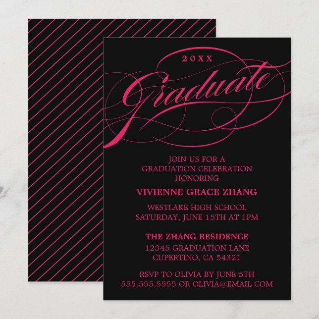 CONVITE DE FESTA DE FORMATURA COM LETRA ELEGANTE E (Frente/Verso)