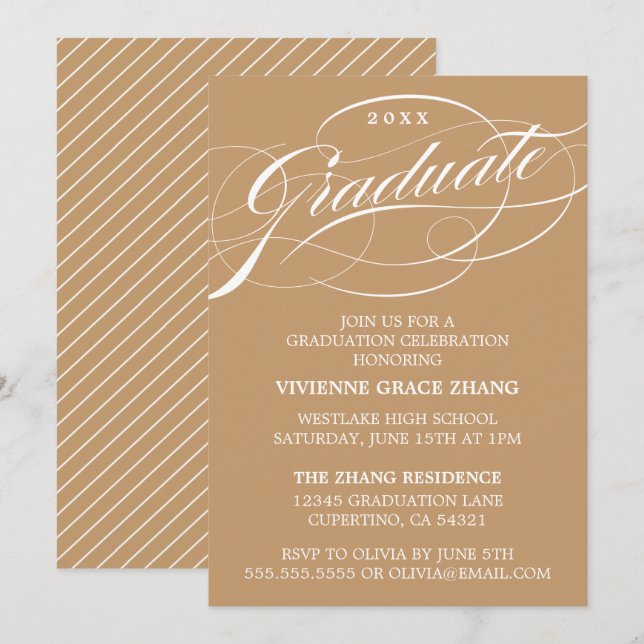 CONVITE DE FESTA DE FORMATURA COM LETRA ELEGANTE E (Frente/Verso)