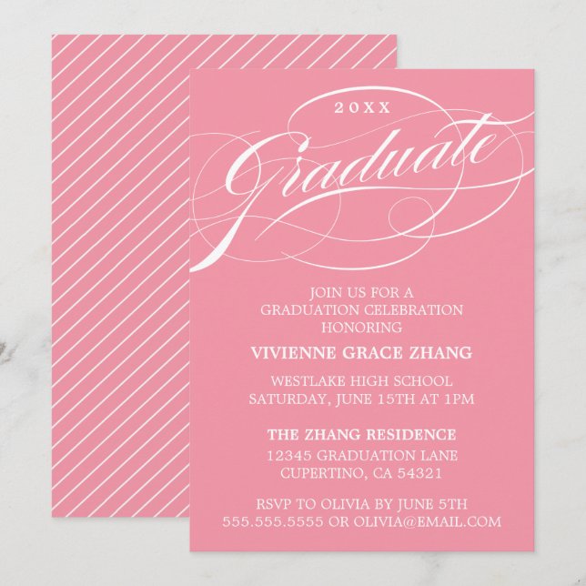 CONVITE DE FESTA DE FORMATURA COM LETRA ELEGANTE E (Frente/Verso)