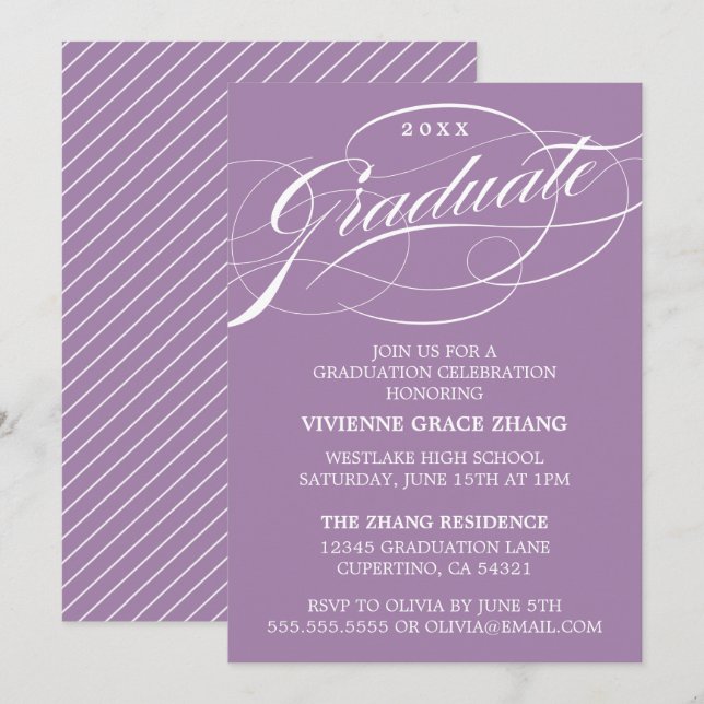 CONVITE DE FESTA DE FORMATURA COM LETRA ELEGANTE E (Frente/Verso)