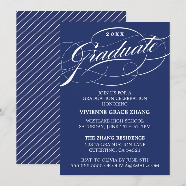 CONVITE DE FESTA DE FORMATURA COM LETRA ELEGANTE E (Frente/Verso)