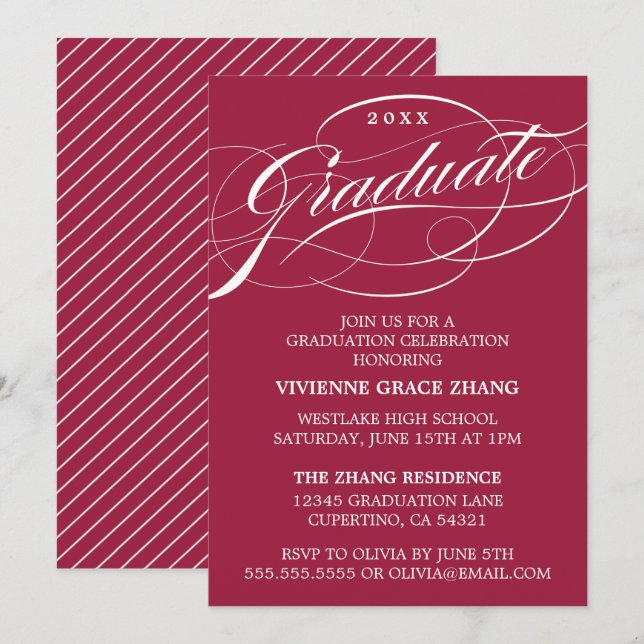CONVITE DE FESTA DE FORMATURA COM LETRA ELEGANTE E (Frente/Verso)