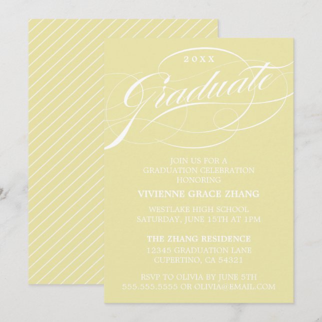 CONVITE DE FESTA DE FORMATURA COM LETRA ELEGANTE E (Frente/Verso)