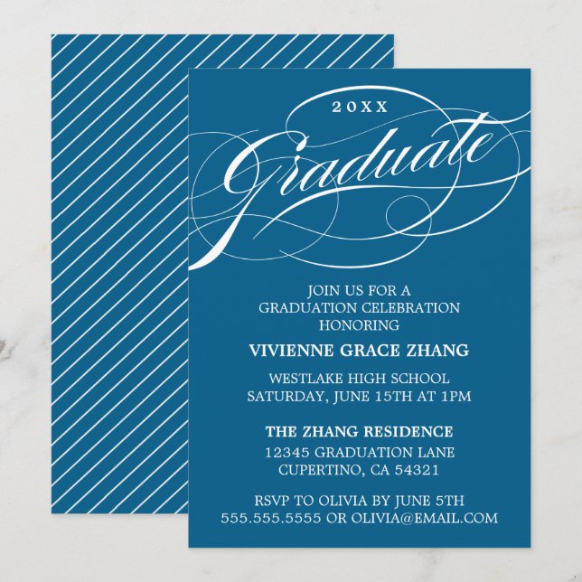 CONVITE DE FESTA DE FORMATURA COM LETRA ELEGANTE E (Frente/Verso)