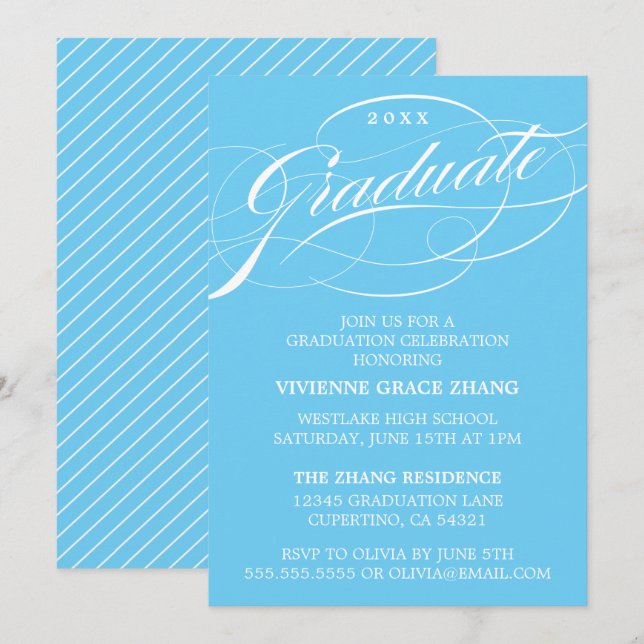 CONVITE DE FESTA DE FORMATURA COM LETRA ELEGANTES  (Frente/Verso)