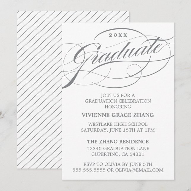 CONVITE DE FESTA DE FORMATURA COM LETRA ELEGANTES  (Frente/Verso)