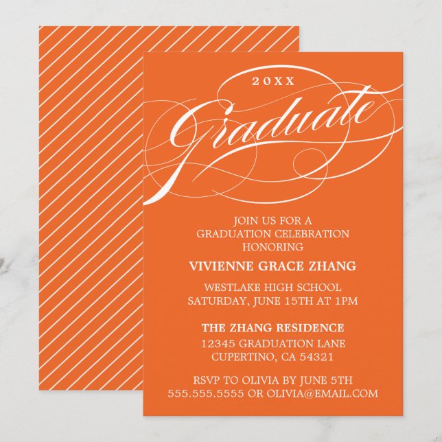 CONVITE DE FESTA DE FORMATURA COM LETRA ELEGANTES  (Frente/Verso)