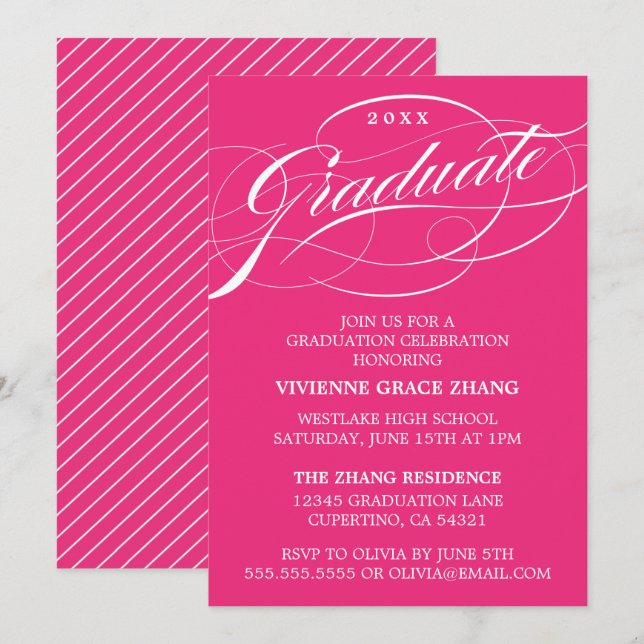 CONVITE DE FESTA DE FORMATURA COM LETRA ELEGANTES  (Frente/Verso)
