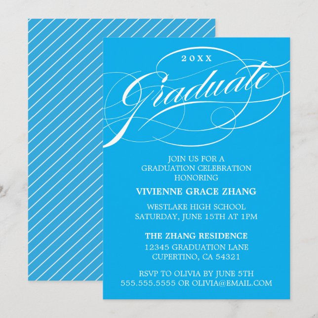 CONVITE DE FESTA DE FORMATURA COM LETRA ELEGANTES  (Frente/Verso)