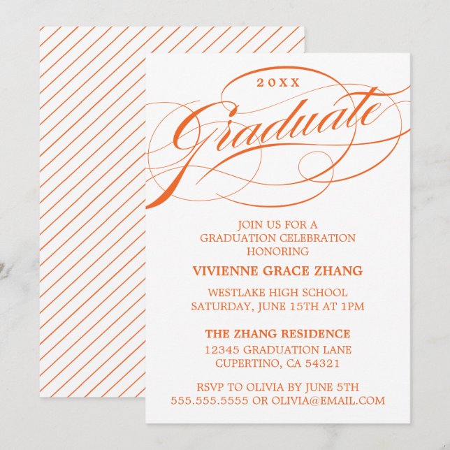 CONVITE DE FESTA DE FORMATURA COM LETRA ELEGANTES  (Frente/Verso)