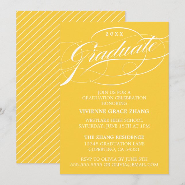 CONVITE DE FESTA DE FORMATURA COM LETRA ELEGANTES  (Frente/Verso)