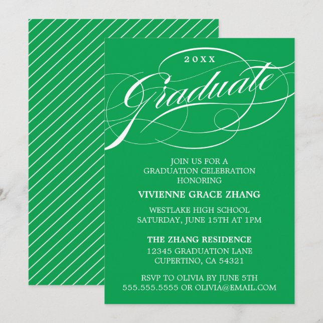 CONVITE DE FESTA DE FORMATURA COM LETRA ELEGANTES  (Frente/Verso)