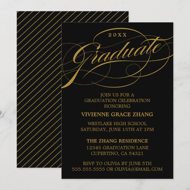 CONVITE DE FESTA DE FORMATURA COM LETRA ELEGANTES  (Frente/Verso)