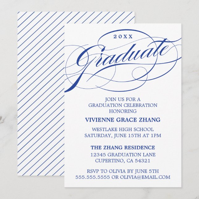 CONVITE DE FESTA DE FORMATURA COM LETRA ELEGANTES  (Frente/Verso)