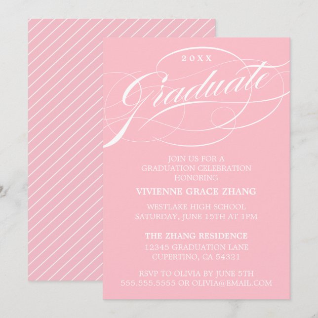 CONVITE DE FESTA DE FORMATURA COM LETRA ELEGANTES  (Frente/Verso)