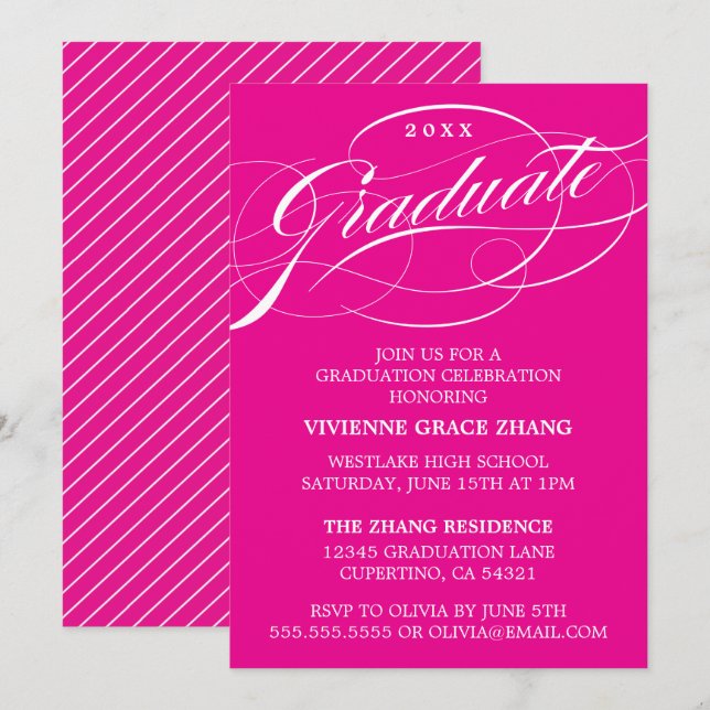 CONVITE DE FESTA DE FORMATURA COM LETRA ELEGANTES  (Frente/Verso)