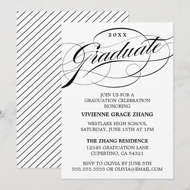 CONVITE DE FESTA DE FORMATURA COM LETRA ELEGANTES  (Frente/Verso)