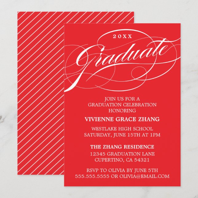 CONVITE DE FESTA DE FORMATURA COM LETRA ELEGANTES  (Frente/Verso)