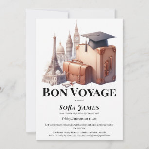 Convite de Festa de Formatura com Tema de Viagem