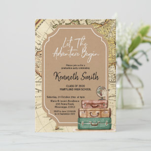 Convite de Festa de Formatura com Tema de Viagem