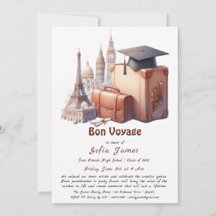Convite de Festa de Formatura com Tema de Viagem