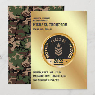 Convite de festa de formatura com tema Exército/Mi