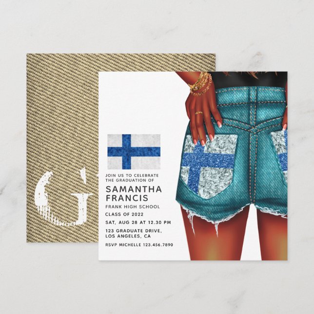 Convite de Festa de Formatura da Garota Denim Finl (Frente/Verso)