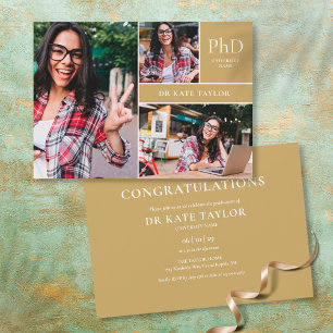 Convite de Festa de Formatura de Doutorado em Ouro