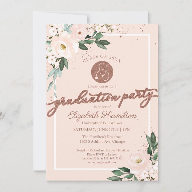Convite de Festa de Formatura de Enfermagem com Es (Frente)