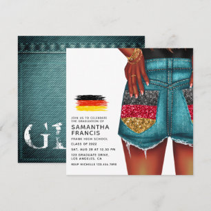 Convite de Festa de Formatura de Garota de Jeans A