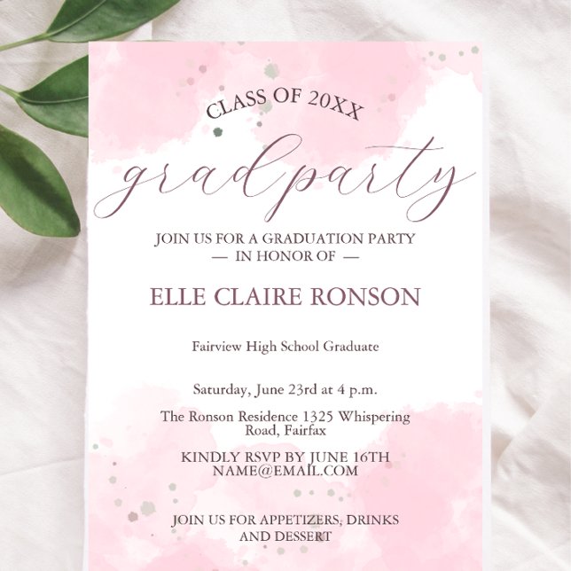 Convite de Festa de formatura Elegance rosa (Criador carregado)