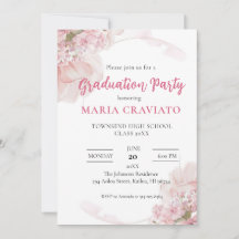 Convite de Festa de Formatura Elegante com Hortêns
