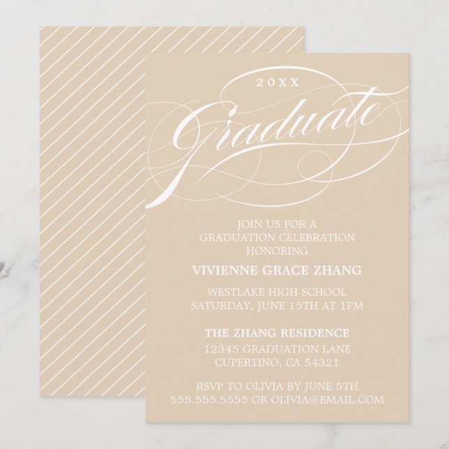 CONVITE DE FESTA DE FORMATURA ELEGANTE COM LETRA S (Frente/Verso)