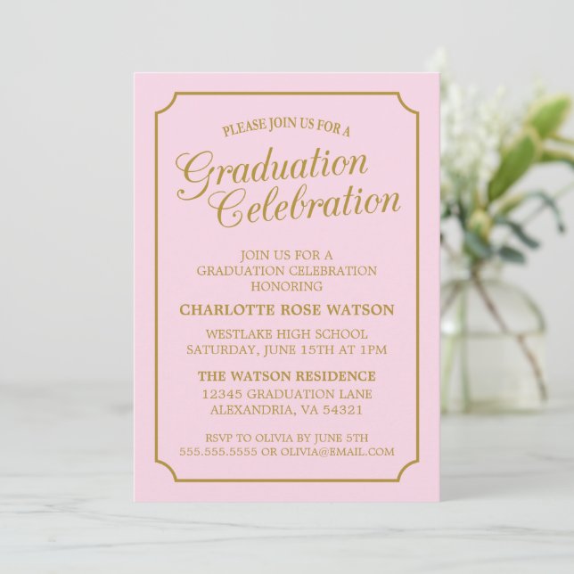 CONVITE DE FESTA DE FORMATURA ELEGANTE DE CÓPIA CL (Em pé/Frente)