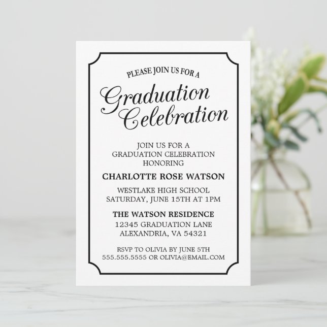 CONVITE DE FESTA DE FORMATURA ELEGANTE DE CÓPIA CL (Em pé/Frente)