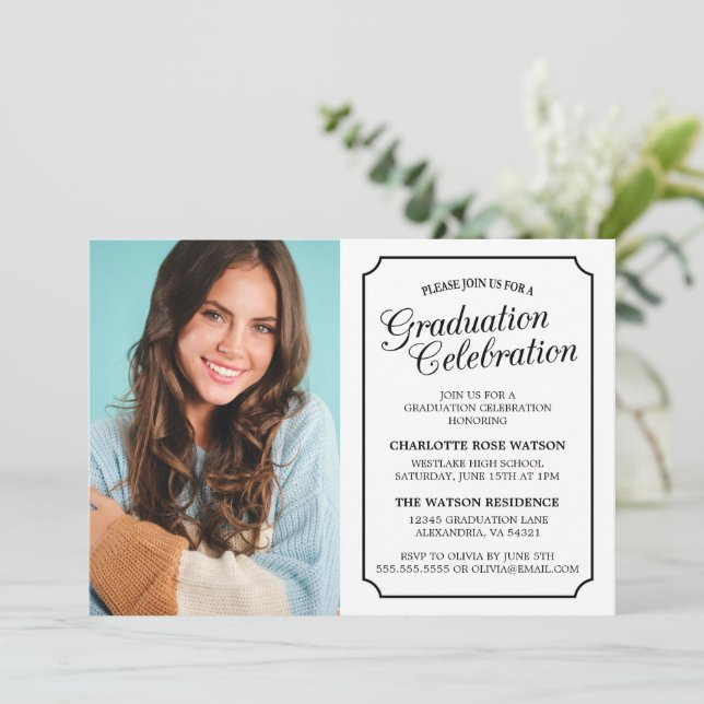 CONVITE DE FESTA DE FORMATURA ELEGANTE DE CÓPIA CL (Em pé/Frente)